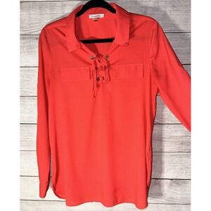 Calvin Klein - Collared Women's Blouse With Tie Up‎ Front. Gold Buttons.